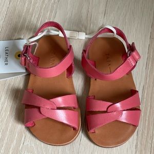 Zara baby, pink leather sandals, size 19/US 4